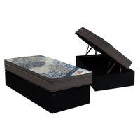 Cama Box Baú Solteiro: Colchão Molas Ensacadas Ortobom SuperPocket Fort Tech ISO + Base CRC Courano Black(88x188)