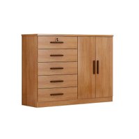 Cômoda Infantil Space c/ 2 Portas e 5 Gavetas Freijo Cumaru - Novo Horizonte