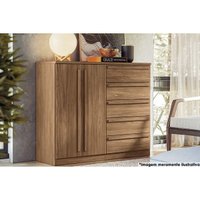 Cômoda Solteiro Málaga Gold 2 Portas e 5 Gavetas Jatoba - Santos Andirá