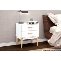 Mesa Cabeceira Infantil LE 6007 c/ 2 Gavetas Branco - Movelbento