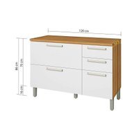 Balcão de Cozinha Modulado  Burguesa Premium 2 Portas e 3 Gavetas c/ Tampo Freijo/Grafite - Nesher
