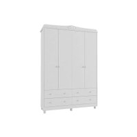 Guarda Roupa Bebê Elô c/ 4 Portas e 4 Gavetas Branco - Peroba