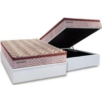 Cama Box Baú Casal: Colchão Molas Ensacadas Paropas MasterPocket Esplêndido Bordô + Base CRC Courano White(138x188)
