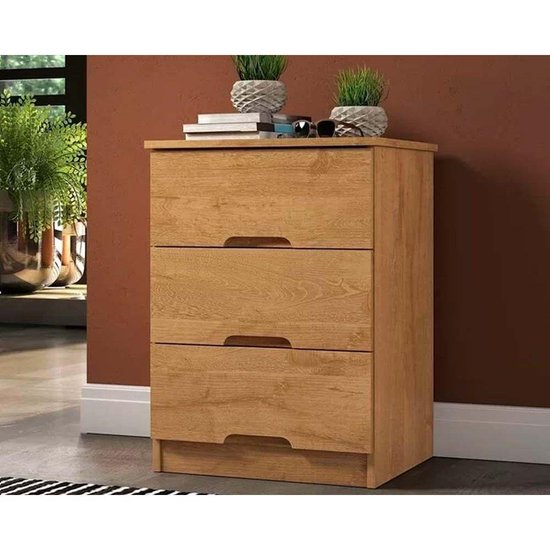 Mesa Cabeceira Casal Londres c/ 3 Gavetas Amêndoa - Europa