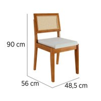 Sala de Jantar Completa Donna c/ Tampo Madeirado c/ Vidro 120cm + 4 Cadeiras Rainha Natural - Nesher