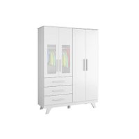 Guarda Roupa Infantil Retrô c/ 3 Portas e 4 Gavetas Branco - Peroba
