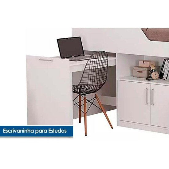 Cama Solteiro Bianca II + Pérola Polar + Guarda Roupa Veneza Luxo Branco