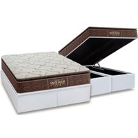 Cama Box Baú Queen: Colchão Ortopédico Probel Guarda Costas Extra Firme + Base CRC Courano White(158x198)
