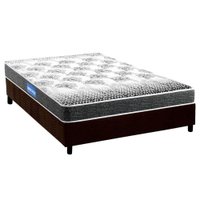 Cama Box Casal: Colchão Espuma Probel Guarda Costas Resistente Double Face + Base CRC Suede Brown(138x188)