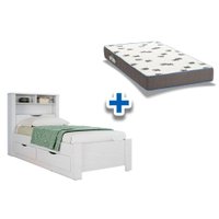 Colchão Solteiro Light D33 Ortobom + Cama Invicta c/ 2 Gavetas Branco