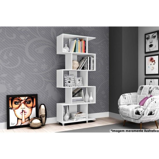 Estante para Sala ESM209 c/ 5 Nichos Branco - Movelbento