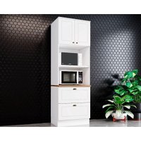 Paneleiro de Cozinha Americana c/ 2 Portas e 2 Gavetas (2 Fornos) 71,5cm Branco/Nature - Henn