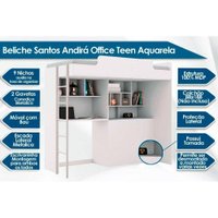 Colchão Pérola Polar (2Un) + Guarda Roupa Veneza Luxo + Beliche Office New Branco