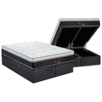 Cama Box Baú Queen: Colchão Molas Ensacadas Polar MasterPocket Serenatta + Base CRC Suede Gray(158x198)