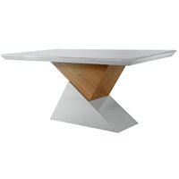 Mesa para Cozinha Dubai + Tampo Madeirado Vidro Reto 180x90cm Off White/Imbuia-Vidro Off White - Rufato
