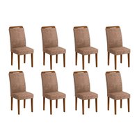 Conjunto: Mesa Sala Jantar Athenas Kit 8 Un Capuccino/Animale Chocolate - Rufato