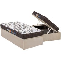 Cama Box Baú Solteiro: Colchão Anatômico Polar D28 / EP Orthoface Class + Base CRC Suede Clean(88x188)