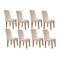 Conjunto: Mesa Sala Jantar Athenas Kit 8 Un Capuccino/Veludo Creme - Rufato