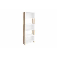 Estante Livreiro de Escritório RT3093 c/ 3 Nichos Rustico/Branco - Movelbento