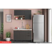 Cozinha Completa Composição 11 Firenze 2 Peças (1 Aéreo + 1 Balcão) Avena/Grafito - Demóbile