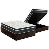 Cama Box Baú Casal: Colchão Molas Bonnel Orthoflex Venezia + Base CRC Suede Brown(138x188)