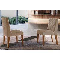 Kit 2 Cadeiras Sala Jantar Nevada 2 Un MDF Imbuia/Veludo Capuccino - Rufato