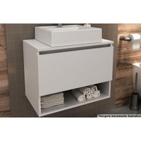 Balcão p/ Banheiro Suspenso BN3606 1 Porta cor Branco - Tecno Mobili