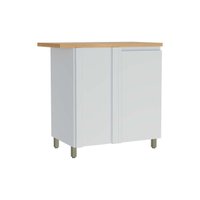 Balcão de Cozinha Rainha Canto Reto Dir/Esq 1 Porta c/Tampo 92cm Branca/Nature - Nesher