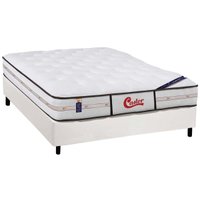 Cama Box King: Colchão Molas Castor Pocket Gold Star Vitagel Class Double Face + Base CRC Courano White(193x203)