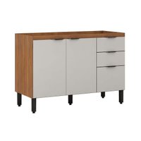 Gabinete p/Pia Cozinha Firenze 3 Portas e 2 Gaveta s/ Tampo 120cm Amendola/Nude Prime TX - Demóbile
