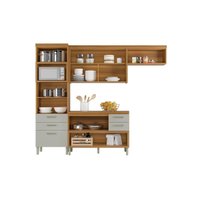Cozinha Modulada Nesher Princesa  3 Peças (Balcão + Aéreo + Paneleiro) C3P23 Freijo/Grafite