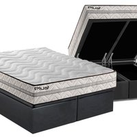 Cama Box Baú Casal: Colchão Espuma D33 Paropas Pasquale Plus Euro Pillow + Base CRC Suede Grey(138x188)