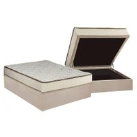 Cama Box Baú Casal: Colchão Molas Bonnel Luckspuma Montreal Spring + Base CRC Suede Clean(138x188)