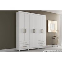Guarda Roupa 6 Portas e 4 Gavetas Canadá Branco - Conquista