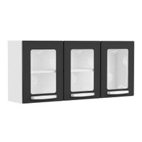 Módulo Cozinha Bertolini Evidence Armário  7009 3 Portas c/ Vidro Branco/Preto