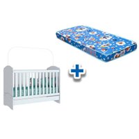 Berço Infantil Bala de Menta 3 em 1 + Colchão Ortobom Branco - Henn