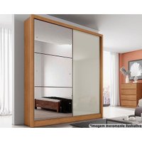 Guarda Roupa Casal 2 Portas de correr 3 Gavetas c/Espelho Thor Plus Freijo Cumaru c/ Fendi - Novo Horizonte