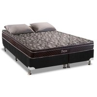 Cama Box Queen: Colchão Molas Bonnel Herval Troya + Base CRC Suede Black(158x198)