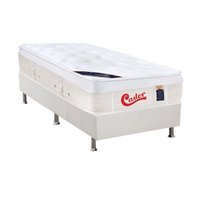 Cama Box Solteiro: Colchão Molas Ensacadas Castor Pocket Gold Star Vitagel + Base CRC Courano White(88x188)