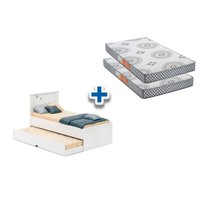 Colchão Solteiro Pérola Gray Polar (2Un) + Bicama Bianca II Branco