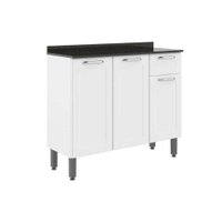 Balcão de Cozinha  Dona Maria 6173 3 Portas e 1 Gaveta c/ Tampo e Pés 105cm Branco - Bertolini