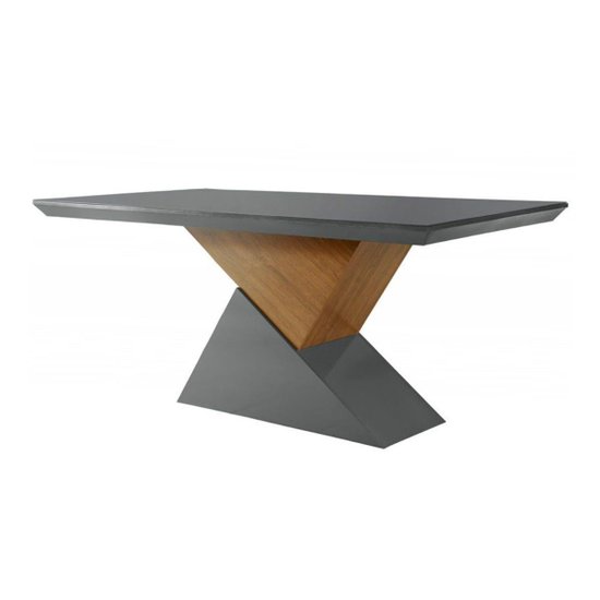 Mesa para Cozinha Dubai + Tampo Madeirado Reto 180x90cm Grafite/Imbuia - Rufato
