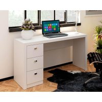 Escrivaninha p/ Escritório ME4102 c/ 3 Gavetas Branco - Tecno Mobili
