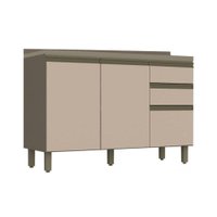 Gabinete de Cozinha Modulado Balcão Connect 3 Portas e 2 Gavetas c/ Tampo Duna/Cristal - Henn