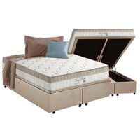 Cama Box Baú Queen: Colchão Molas Ensacadas Anjos MasterPocket King Best Clean + Base CRC Suede Clean(158x198)