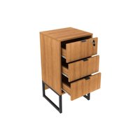 Multiuso Escritório ME4158 3 Gavetas e 1 c/ Chave Amêndoa/Preto - Tecno Mobili