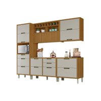 Kit de Cozinha Completa 5 Peças Completa Nesher Imperatriz (2 Balcões + 2 Aéreos+ Paneleiro) Freijo/Off White - Nesher