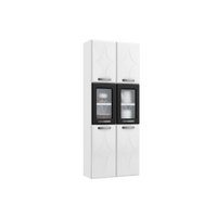Módulo Cozinha Telasul Rubi Paneleiro  6 Portas (2 de Vidro) Branco/Preto