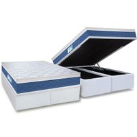 Cama Box Baú King: Colchão Molas Probel Prolastic ProDormir Blue + Base CRC Courano White(193x203)