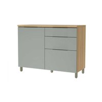 Gabinete p/Pia Cozinha Balcão Marquesa 1 Porta e 3 Gaveta c/ Tampo 120cm Nature/Verde - Nesher